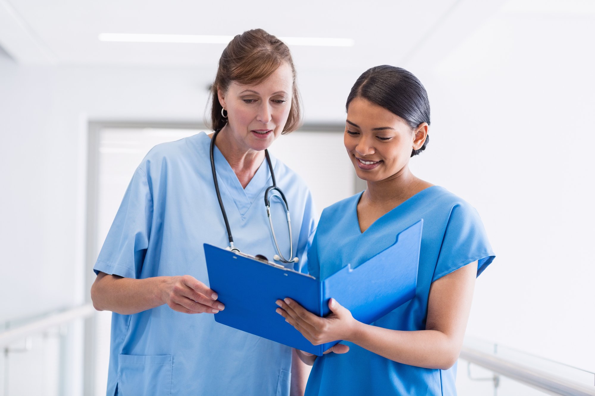 A doctor and registered nurse in the hospital